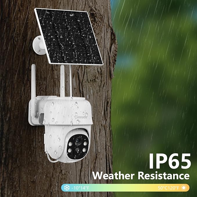 4G LTE Cellular Security Camera-No WiFi Outdoor Camera Wireless with 5W Solar Panel, 2K 360° Color Night Vision, PIR Motion, TF Card Storage, Works with Alexa, SIM Card Included, B6 4G 1P