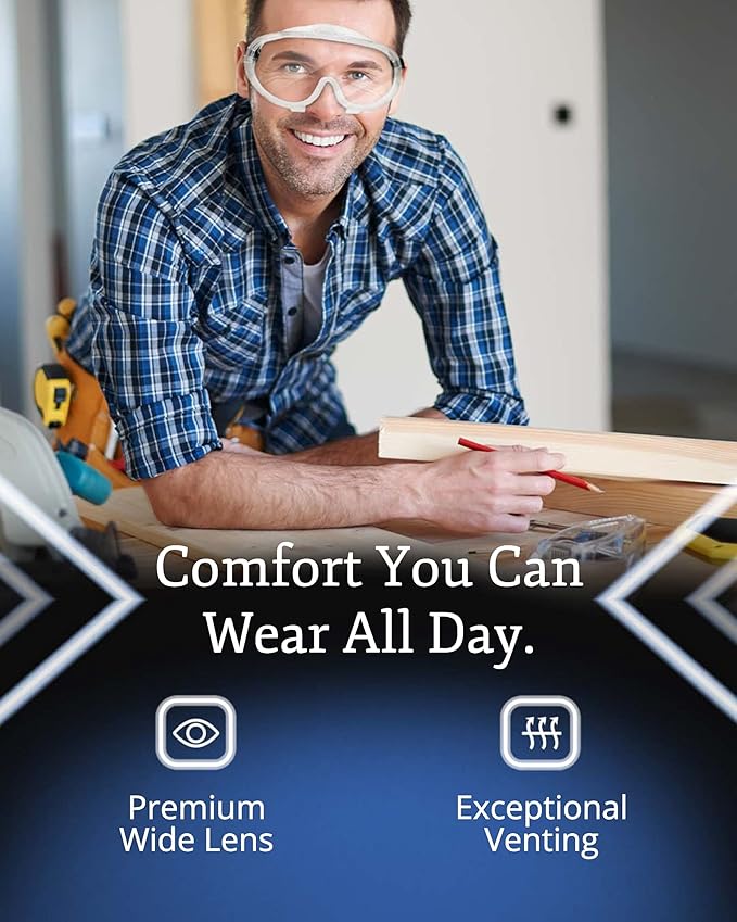 Aqulius Safety Goggles - 25 Pack, Direct-Vented PVC Frame, Comfort Fit - Anti-Fog Safety Glasses & Protective Eyewear - Impact & Chemical Splash-Resistant Eye Protection