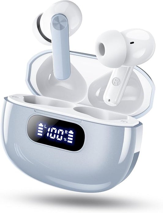 Wireless Earbuds, Bluetooth 5.3 Headphones with LED Power Display, 2025 New Wireless Earphones, HiFi Stereo,4 ENC Noise Cancelling Mic, 48H Playtime Mini Case IP7 Waterproof for iOS Android