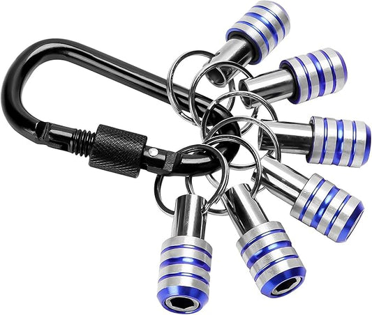 Luexbox 1/4 Inch Bit Holder Keychain, Hex Driver Bits Set, Quick Change Extension Bar forElectric & Drills (Blue 6 pack)