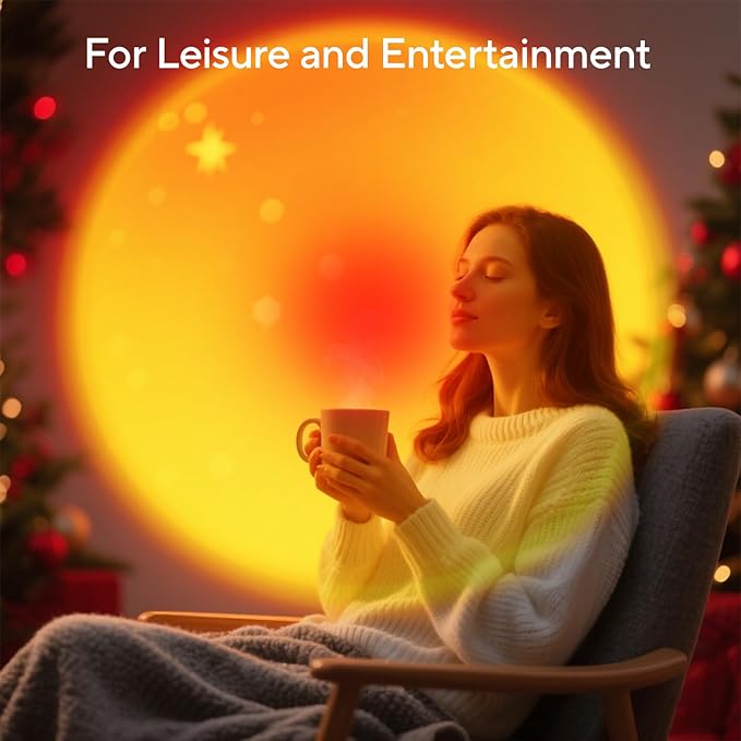 Sunset Lamp Projector for Girls, Sunset Red Color Led Lamp Mood Lighting Night Light, 180° Adjustable Sunset Lamps for Living Room Decor/Home Decor/Bedroom Decor/Christmas Gifts/Party