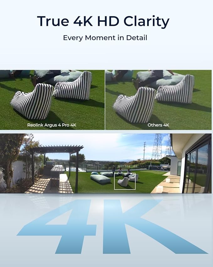 REOLINK Argus 4 Pro Black, 4K Dual-Lens 180° Solar Security Cameras Wireless Outdoor, 8MP ColorX Night Vision for Home Surveillance, 5G/2.4GHz WiFi, AI Detection, No Subscription, Home Hub Compatible