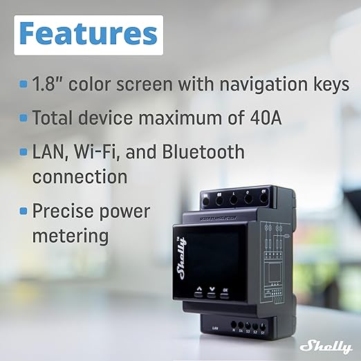 Shelly Pro 4PM | Wi-Fi & LAN, 4-Channel Smart Relay with Power Metering | Home Automation | Compatible with Alexa & Google Home | iOS Android App| Remote Appliances Control and Monitoring