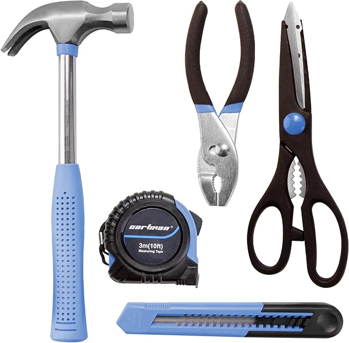 CARTMAN 126-Piece Home Tool Set Kit, Basic Household Hand Tools with Storage Case, Blue