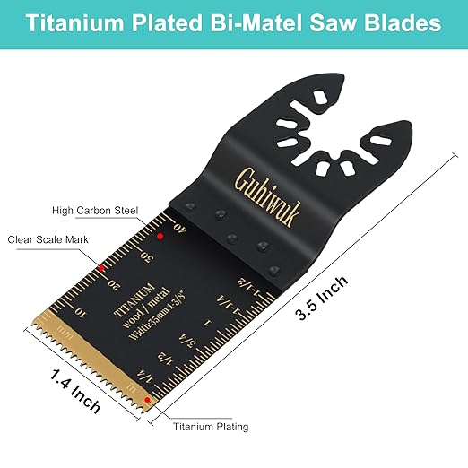55PCS Oscillating Saw Blades, Quick Release Titanium Multitool Blades for Wood Plastics Metal, Universal Multi Tool Oscillating Blades Kits Fit Dewalt Milwaukee Ryobi Makita Rockwell Fein