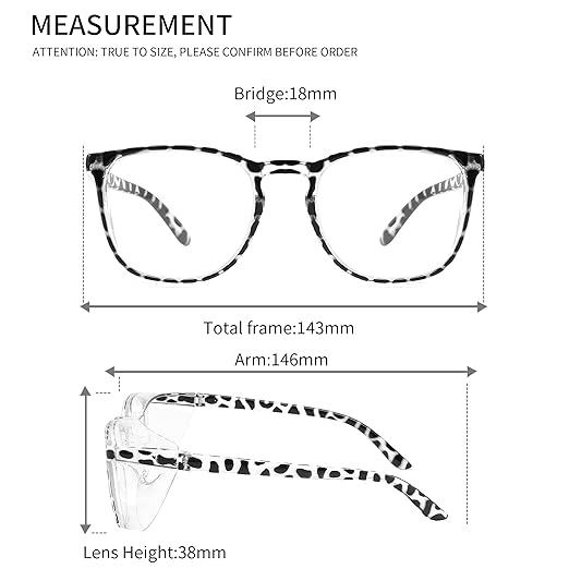 Alsenor Safety Glasses Anti Fog Goggles Protective Eyewear Blue Light Blocking Anti Dust UV Protection Glasses For Men Women (Black-Leopard)