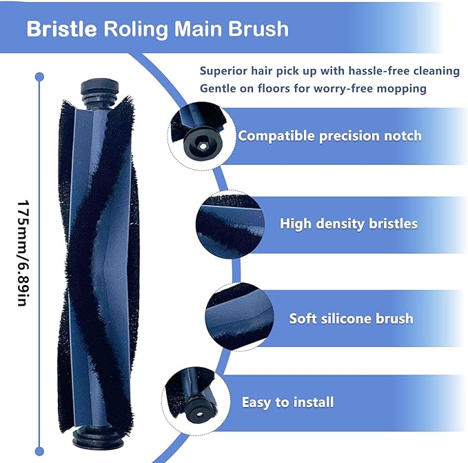 19 Pcs Replacement Parts for eufy x10 pro omni Vacuum Accessories Kit, Includes 1 Main brush, 4 Side brushes, 4 Filters, 4 Mop Pads,4 Dust Bags and 2 tools