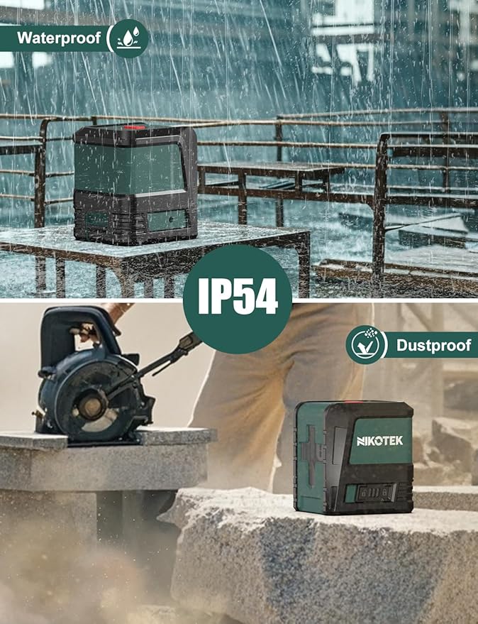 Laser Level, Self-leveling Green Line Laser With Horizontal and Vertical Lines for Construction and Picture Hanging, Battery Included (NK02G With 26 inch Tripod)