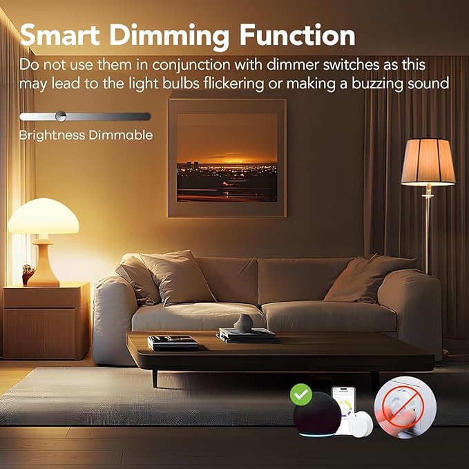 OREiN Smart Light Bulb,1200 Lumens BR30 Smart Flood Light Bulbs Work with AiDot App, Alexa, Google Home, RGBTW Color Changing Light Bulbs 2.4Ghz WiFi, 85W 4Pack