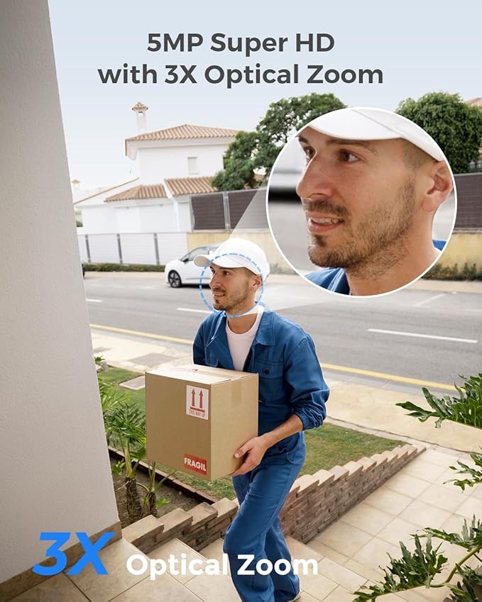 REOLINK Outdoor Security Camera System, 5MP PTZ WiFi Cameras with Auto Tracking, Plug-in Power, microSD Card Included, Supports Max.512GB×2 Storage, 24/7 Offline Recording, Home Hub with 2x E1 Outdoor