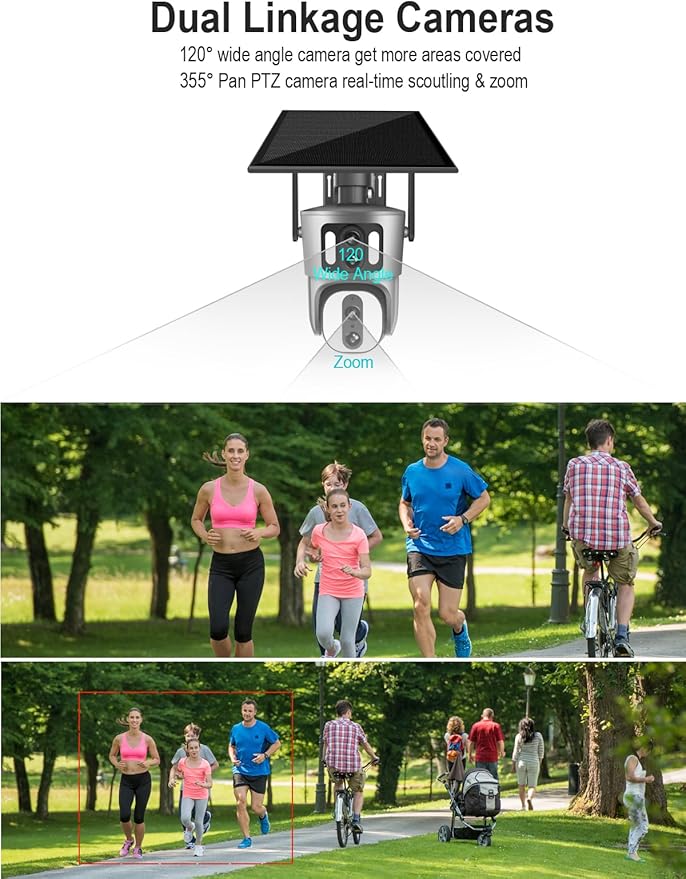 Sky Tower 4MP UHD 4G/5G LTE Cellular Wireless Dual Cameras Solar Panel Waterproof Two-Way Talk Outdoor Surveillance Cameras, Amazon Cloud Storage & Free Data & 64G Micro SD (4MP Digital 20X Zoom)