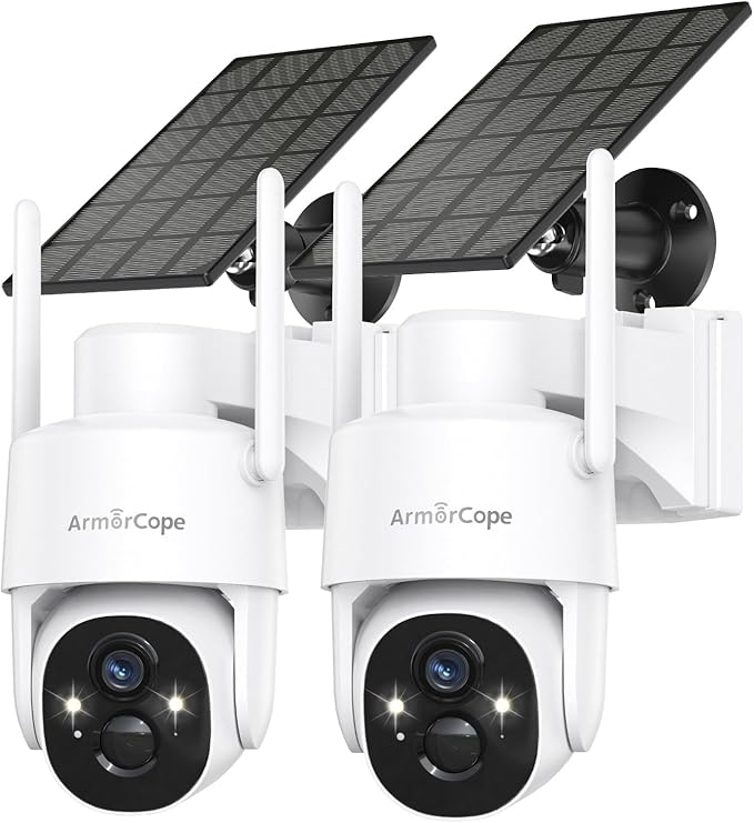 Solar Security Cameras Wireless Outdoor,360° View Battery Powered with Spotlight Color Night Vision,2K WiFi Home Security,PIR Sensor,Wireless Easy Install, 2.4 GHz Wi-Fi