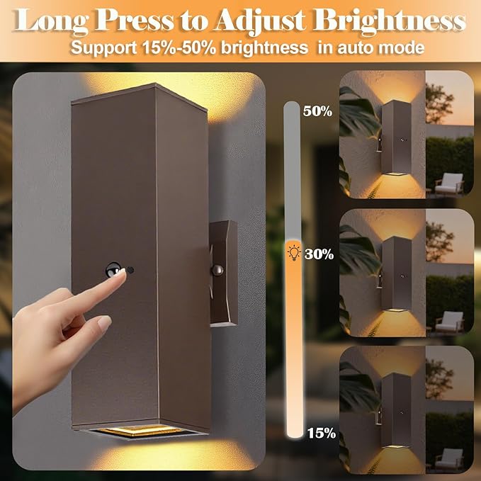 wowlite Motion Sensor Porch Light 2 Pack, Outdoor Lights for House Dawn to Dusk Outdoor Light Fixture, Up and Down Waterproof Modern Exterior Lighting Fixtures for Front Door Garage Yard, ETL Listed