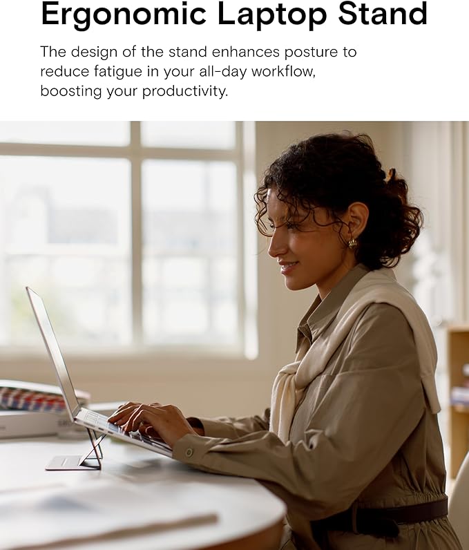 MOFT Laptop Stand for Desk, Adhesive MacBook Computer Stand with 2 Adjustable Viewing Angles, Foldable and Portable Laptop Riser Compatible with 11"-16" Laptops, Silver(Adhesive Version)