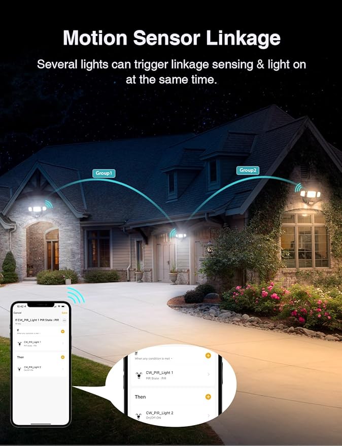 Onforu 65W Smart LED Security Lights Motion Sensor Light Outdoor, 5500LM, 2500K-6500K, APP Control, WiFi Alexa Flood Light Outdoor Motion Detector with Adjustable 3 Head,Black