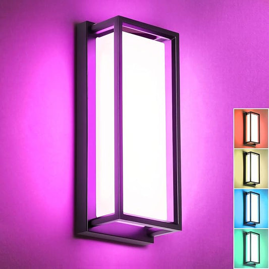 SHIMR Outdoor Wall Lights, 1500LM Smart Porch Lights RGBCW Outdoor Light Fixture, Wi-Fi Control Color Changing Exterior Sconce IP65 Waterproof Antirust, Works with Alexa Google Assistant [ETL Listed]