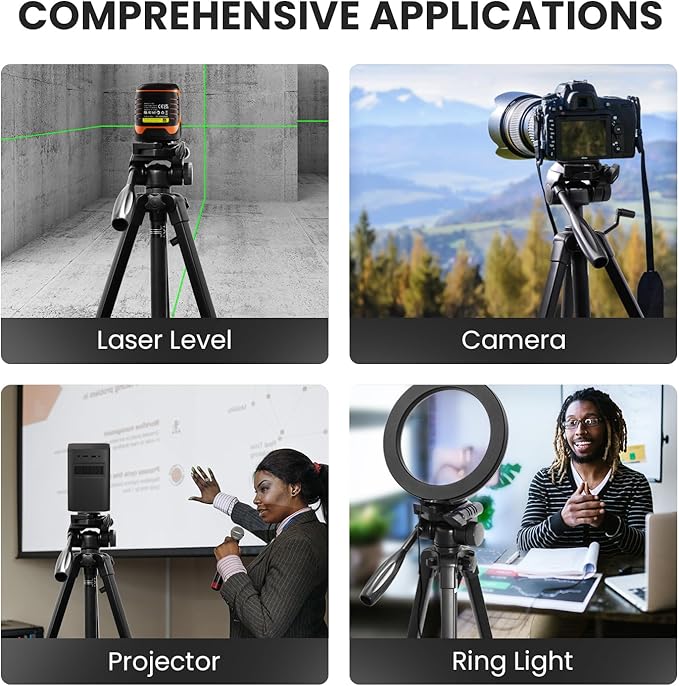 Heavy Duty Tripod for Laser Level, Adjustable Height for Camera with Bubble Level 1/4"-20 Screw Mount, DH151