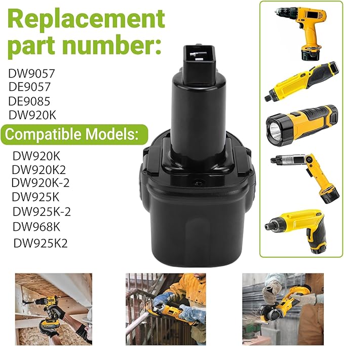 4000mAh Replacement for Dewalt 7.2V Battery DW9057 DE9057 DE9085 DW920 DW920K DW920K2 DW920K-2 DW925K DW925K2 DW925K-2 DW968K Ni-MH Battery