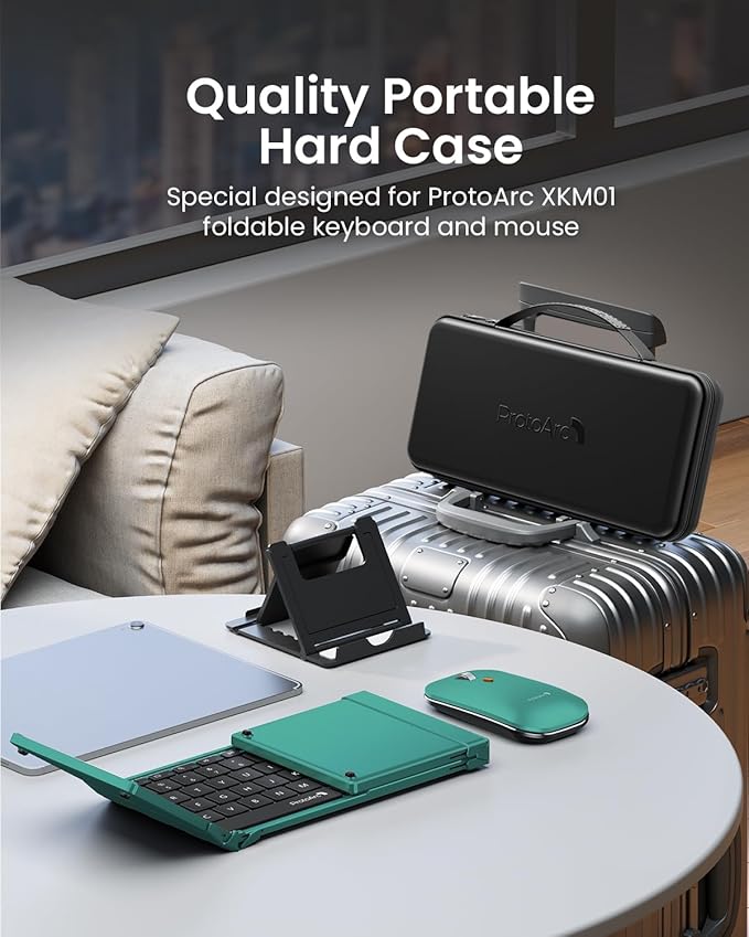 ProtoArc Foldable Keyboard and Mouse, XKM01 True Full-Size Folding Wireless Keyboard Mouse Combo for Business Travel, a Portable Office Suite On-The-Go, Compatible with Laptop iPad Tablet - Green