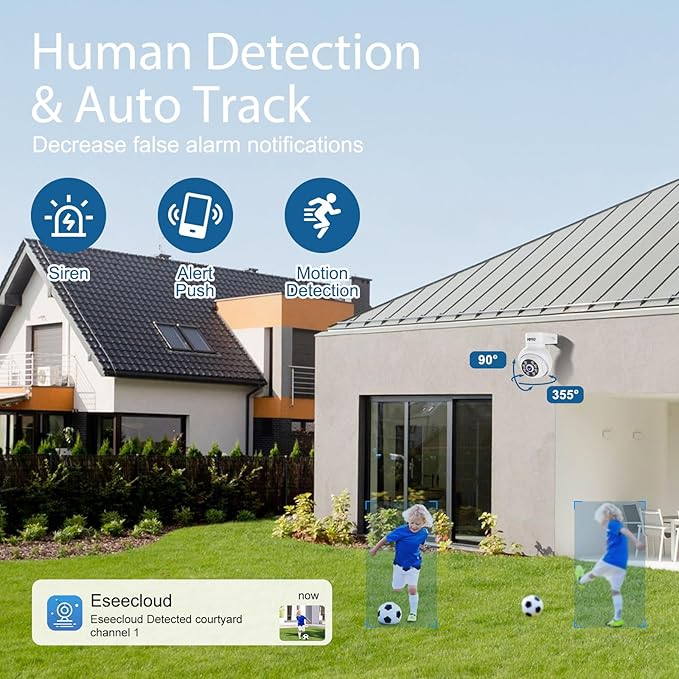 【Wireless Pro, 3K &10CH】5MP Security Cameras Wireless Outdoor with 10.1" LCD Monitor, 4PCS WiFi PTZ Security Cameras with 4K NVR for Home Surveillance,1TB HDD, Auto Track, 2-Way Audio,Motion Alert,5G