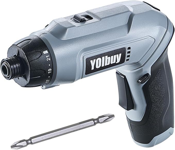 3.6V Rechargeable Electric Screwdriver, 21 Clutch Gears, 6.8Nm Max Torque, 2 Speed Gear, Max 650rpm, 2000mAh Battery, USB Type-C Charging, LED Light (Gray/without Case)