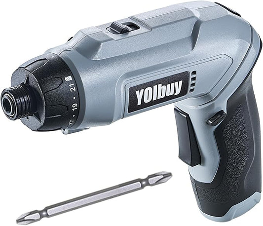 3.6V Rechargeable Electric Screwdriver, 21 Clutch Gears, 6.8Nm Max Torque, 2 Speed Gear, Max 650rpm, 2000mAh Battery, USB Type-C Charging, LED Light (Gray/without Case)
