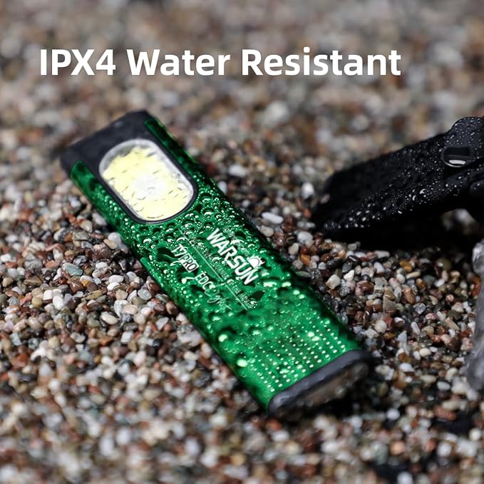 WARSUN Compact Multi-Mode Pocket LED Flashlight - 675LM, USB-C Rechargeable, IPX4, Dual Material, Red/Blue Strobe, for Everyday Carry & Travel