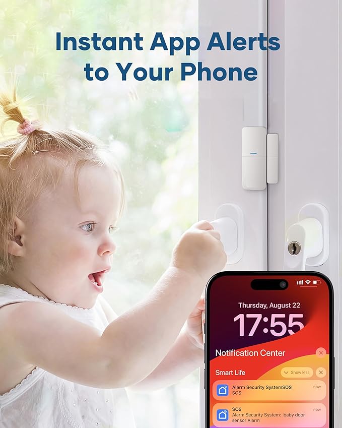 Wireless Home Alarm System 15-Piece Kit, WiFi Alarm System for Home Security with Phone APP Alert (Alarm Siren, Keypad, Remote, Motion, and Door Sensors) for Home, Apartment, Work with Alexa