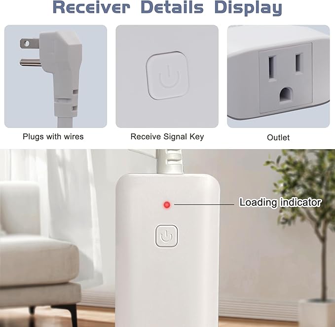 DIGITEN Wireless Thermostat Outlet Temperature Controlled Outlet with Power Cord for Heating and Cooling, Remote Control Plug in Thermostat 1800w for Space Heater, Fan, AC