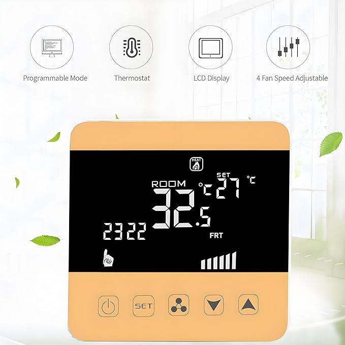 AC90-240V Fan Coil Thermostat Intelligent Digital Central Air‑Conditioner Thermostat Temperature Controller Fan Coil Unit LCD Display(WiFi Type)
