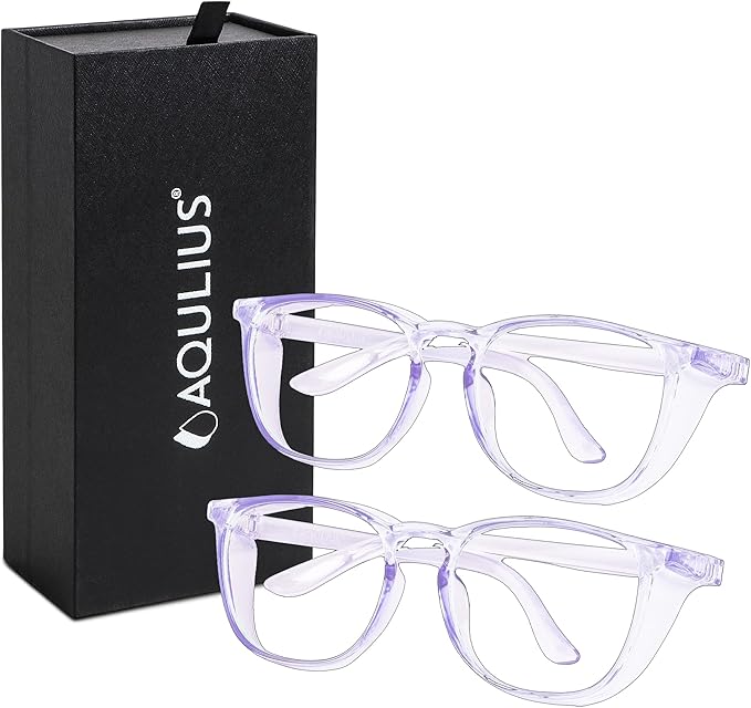 Aqulius 2 Pack Stylish Safety Glasses Goggles, Scratch Resistant, Safety Glasses for Women, Blue Light, Glasses for Nurses