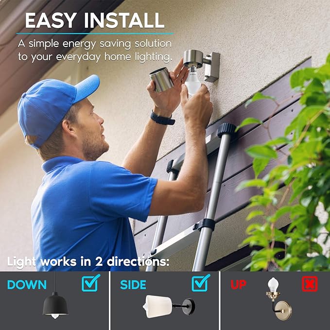 LUXRITE A19 LED Motion Sensor Light Bulbs, 60W Equivalent, Motion Activated Dusk to Dawn Sensor, 5000K Bright White, 800 Lumens, Security Light Bulb, Indoor/Outdoor, UL Listed, E26 Base (6 Pack)