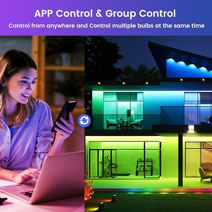 E12 Led Bulb, Smart Candelabra Led Light Bulbs 4W 40 Watt Equivalent Work with Google/Alexa, Alexa WiFi Lights Bulbs RGBCW 16 Million Colors, 2.4GHz WiFi Only, No Hub Required, 2 Pack