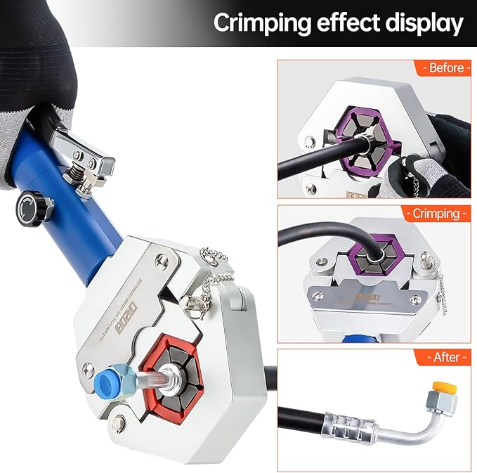 IBOSAD Hydraulic AC Hose Crimper Hydra-Krimp 71500 Manual A/C Hose Crimper Kit Air Conditioning Repaire Handheld Hydraulic Hose Crimping Tool for BH Air Conditioner Hose & Beadlock A/C Fittings
