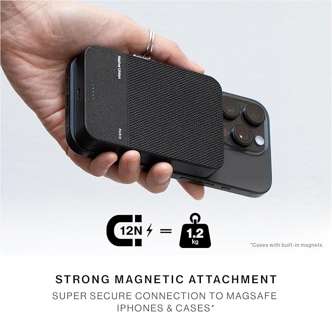 Native Union (Re)Classic Power Bank | Magnetic - MagSafe Compatible 10000mAh 15W Portable Charger - USB-C Cable Included - Qi2 certified - Compatible with iPhone 16, 16 Plus,16 Pro,16 Pro Max, AirPods