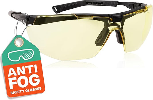 NoCry Yellow Safety Glasses for Men – ANSI Z87 Rated Shooting Eyewear with Scratch and Fog Resistant Lenses – Blue Light Blocking, 100% UV Protection – Fully Adjustable for a Comfortable Fit