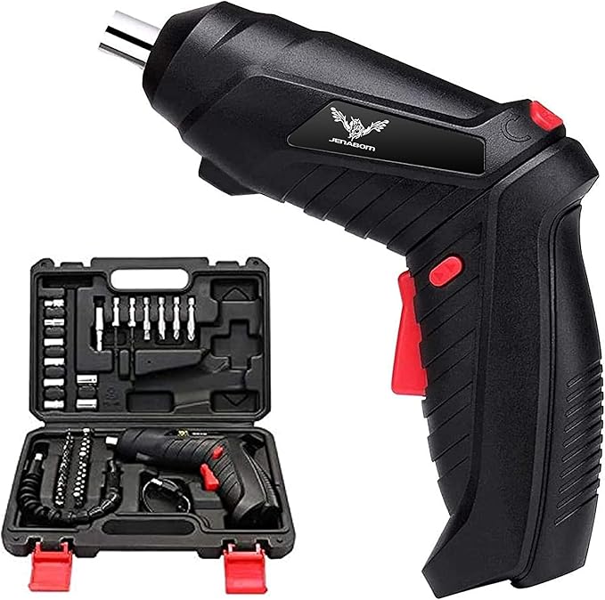 Electric Screwdriver, 3.6V Cordless, 44pcs Screwdriver Bit Set, Front LED Light, Flexible Shaft, Micro USB, Carrying Case, Ideal for Home Improvement & Furniture Assembly