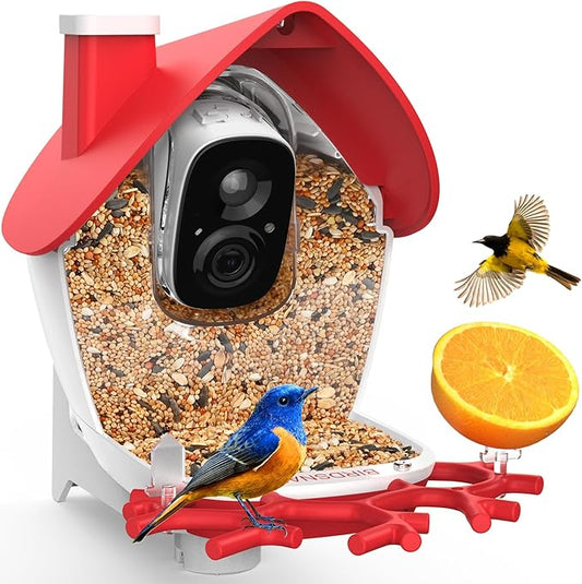 birdsnap® MON - Bird Feeder with Camera, 2K Detachable Video Bird Feeder Live with 32GB Card Fruit Fork, AI Identify Feather Species, Auto Record in Backyard, Ideal Gift for Birds Lover