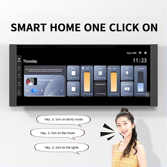 Smart Home Control Panel,12'' Dimmer and Background Music Player,Smart Life Tuya App Control Timer Switch for Smart Appliances,Support Video Doorbell Two-Way Intercom