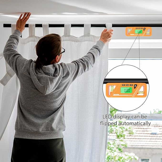 Digital Torpedo Level and Protractor, Magnetic Angle Meter, Electronic Bubble Inclinometer, Absolute and Relative Measurement, Angle & Slope Conversion for Woodworking Home Drainage Leveling