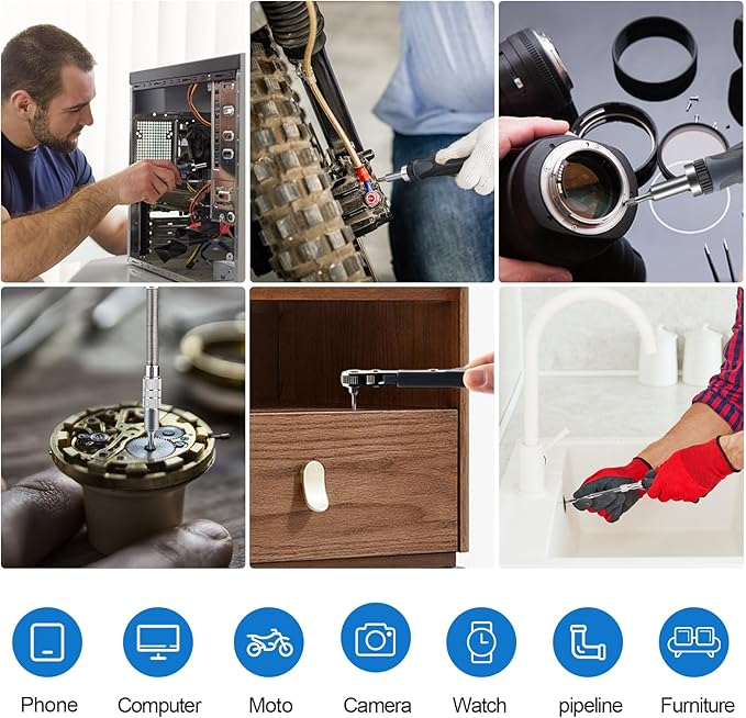 Ratchet Screwdriver Set, 68-in-1 Multi-Tool with 180° Rotatable Handle, High-Density CRV Steel Precision Bits, Magnetic Tip, Ergonomic Grip, for Computer, Bike, Car, Home Repairs (9902B)