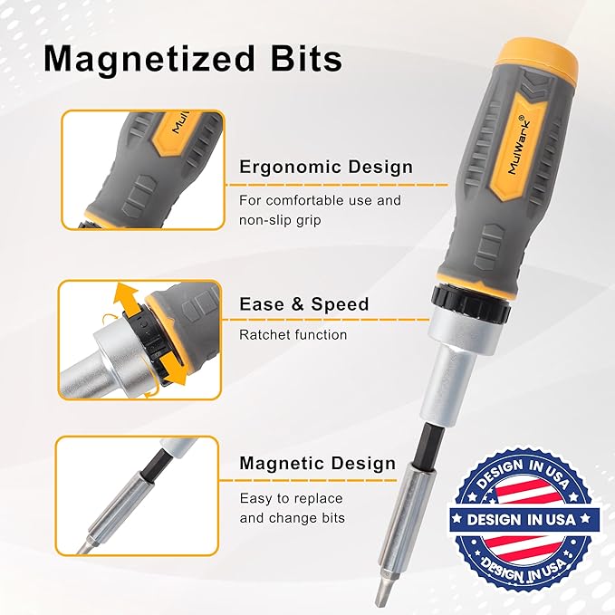 MULWARK Screwdriver Bit Set & Socket Kit, 77-Pieces Ratcheting Screwdriver Set with Case, 77 in 1 Multi Bit Screw Driver for Home DIY, Electronics, Car Emergency and Garage