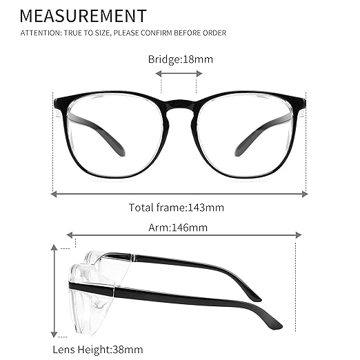 Alsenor Safety Glasses Anti Fog Goggles Protective Eyewear Blue Light Blocking Anti Dust UV Protection Glasses For Men Women (Black)