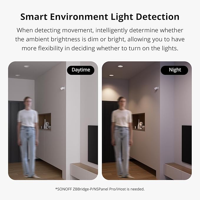 SONOFF SNZB-03P Zigbee Motion Sensor, 3-Year Battery Life, for Alert System and Automations Wireless Motion Detector, SONOFF Zigbee Bridge Required, Batteries Included (1 Pack)