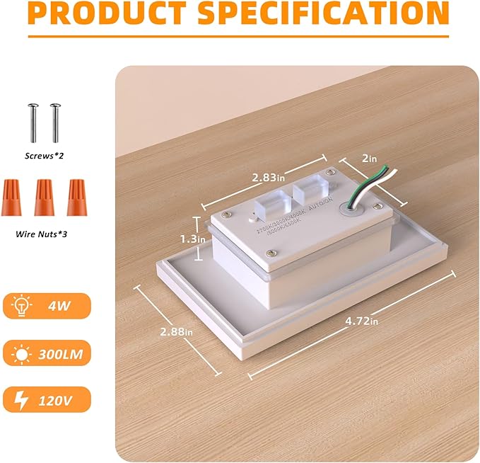 Motion Sensor Stair Lights Indoor Outdoor, 5CCT Dimmable LED Step Lamp with Switch, 4W 300LM, 2700K-6500K, IP66 Waterproof Hardwired 120V Stairway Staircase Walkway Lighting- White, 12 Pack, ETL
