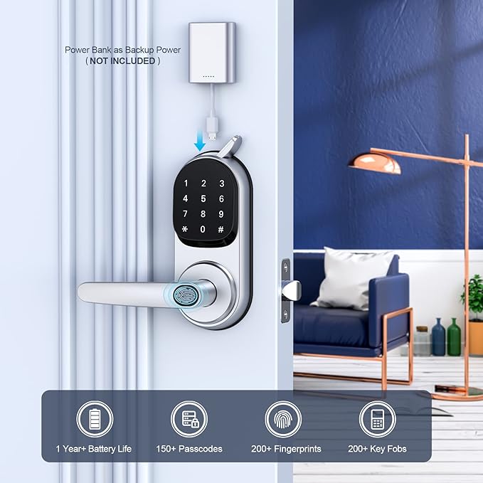 Smart Door Lock with Handle and Keypad: Dermum Keyless Entry Door Lock, Digital Door Keypad for Front Door, Auto Lock, Easy to Install