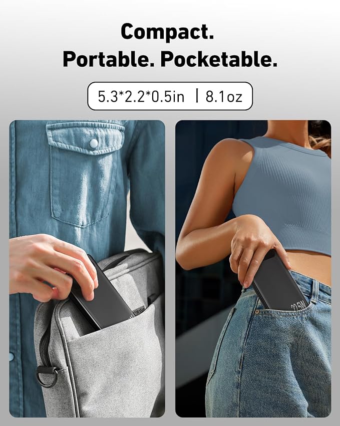 VANYUST Portable Charger, 22.5W 10000mAh USB-C in & Out Power Bank Fast Charging, PD 3.0+QC 4.0 LED Display Phone Battery Pack Compatible with iPhone 16 15 14 13 Pro Samsung S23 Google iPad Tablet etc