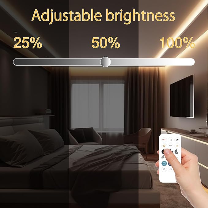 COB LED Strip Light Warm White 24.6FT, High Bright LED Strips with 2400LEDs, RF Remote and UL Power Supply, 3000K Dimmable LED Lights for Bedroom, Kitchen, DIY Home Decoration