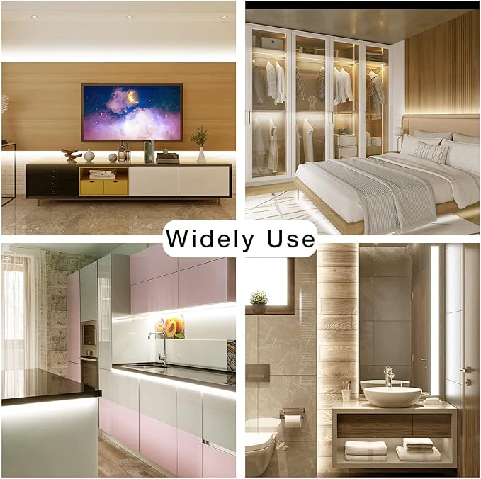 DAYBETTER COB LED Strip, 16.4 ft White LED Strip Lights, Dimmable LED Light Strip 4000K Bright Neutral White, 24V, 1600LEDs, 2835 Flexible LED Tape Light for TV, Bedroom, Kitchen Cabinet, Closet