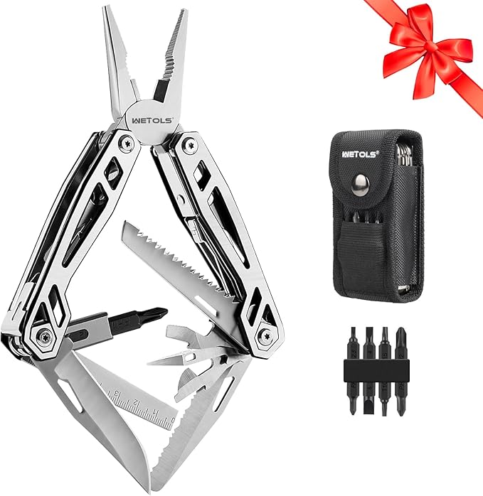 WETOLS Multitool with Pocket Knife, Birthday Gifts for Men Women Mom Dad, 21-in-1 Stainless Steel Pliers with Screwdrivers, Self-locking Multi tools with EDC Sheath, Ideal for Home, Camping, Survival
